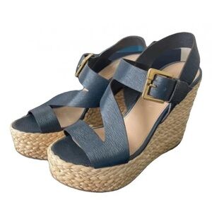 Sergio Rossi Espadrille Wedge Women’s Ankle-Wrap Platform Sandals Sz 41 Sz 10